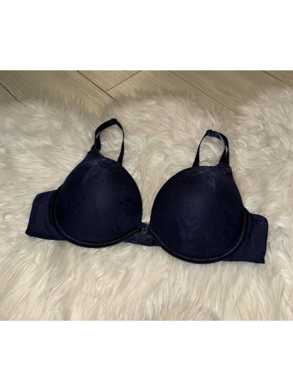 Vanity Fair Ego Boost Push Up Bra 38B Navy Blue Jacquard UW Add 1 Cup 2131101